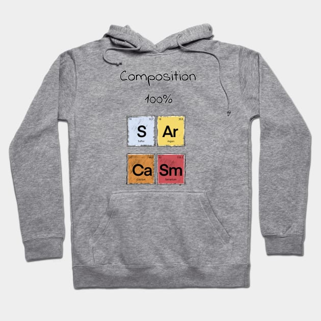 Science Sarcasm S Ar Ca Sm Elements of Humor Composition  White Hoodie by Uwaki